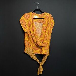 Maeve Anthropologie Colorful Yellow Patterned Top NWT